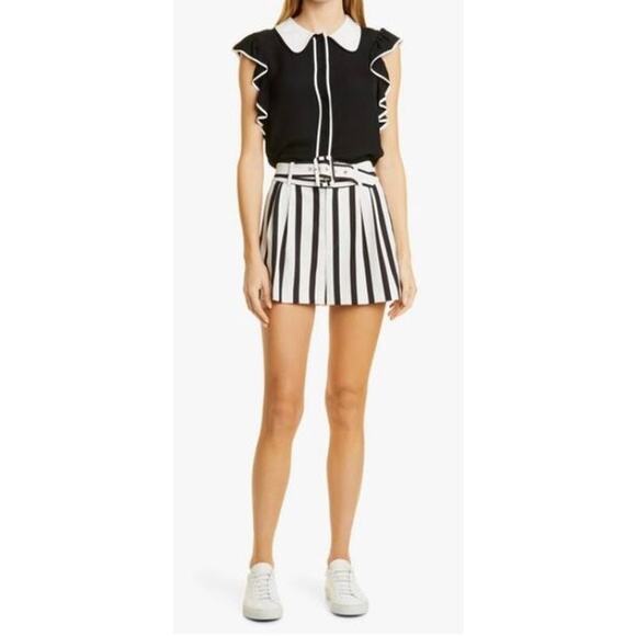 Alice + Olivia Vanda Striped Belted Shorts - Picture 2 of 12